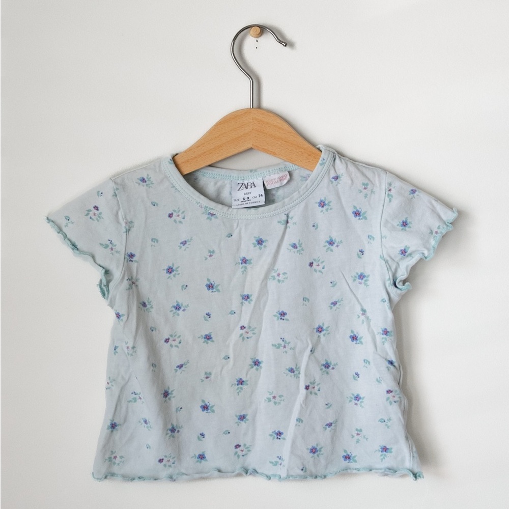ZARA Baby Blue Floral Tee (6-9 Months)